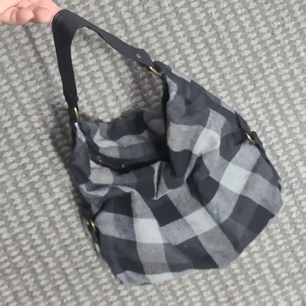 Plaid Black‎ and Gray Women's Hobo Bag